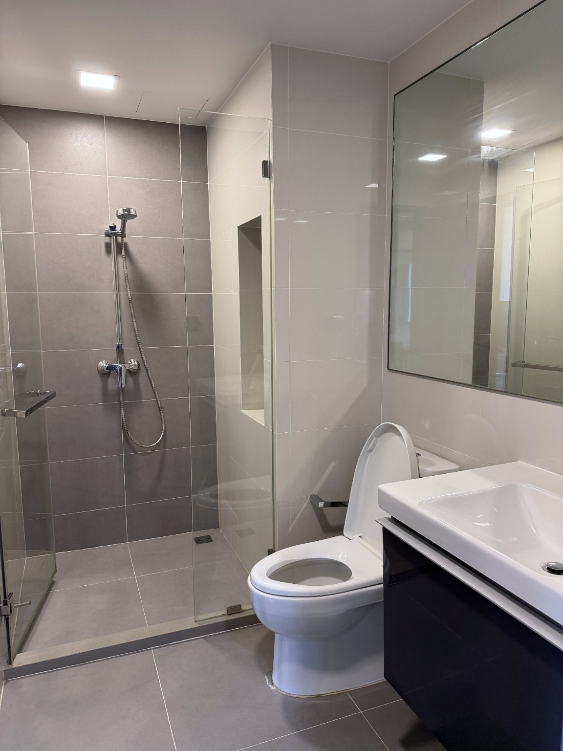 Bathroom with a glass shower enclosure